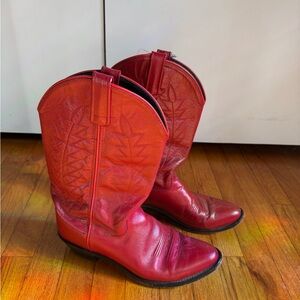 Red Leather Cowboy Boots